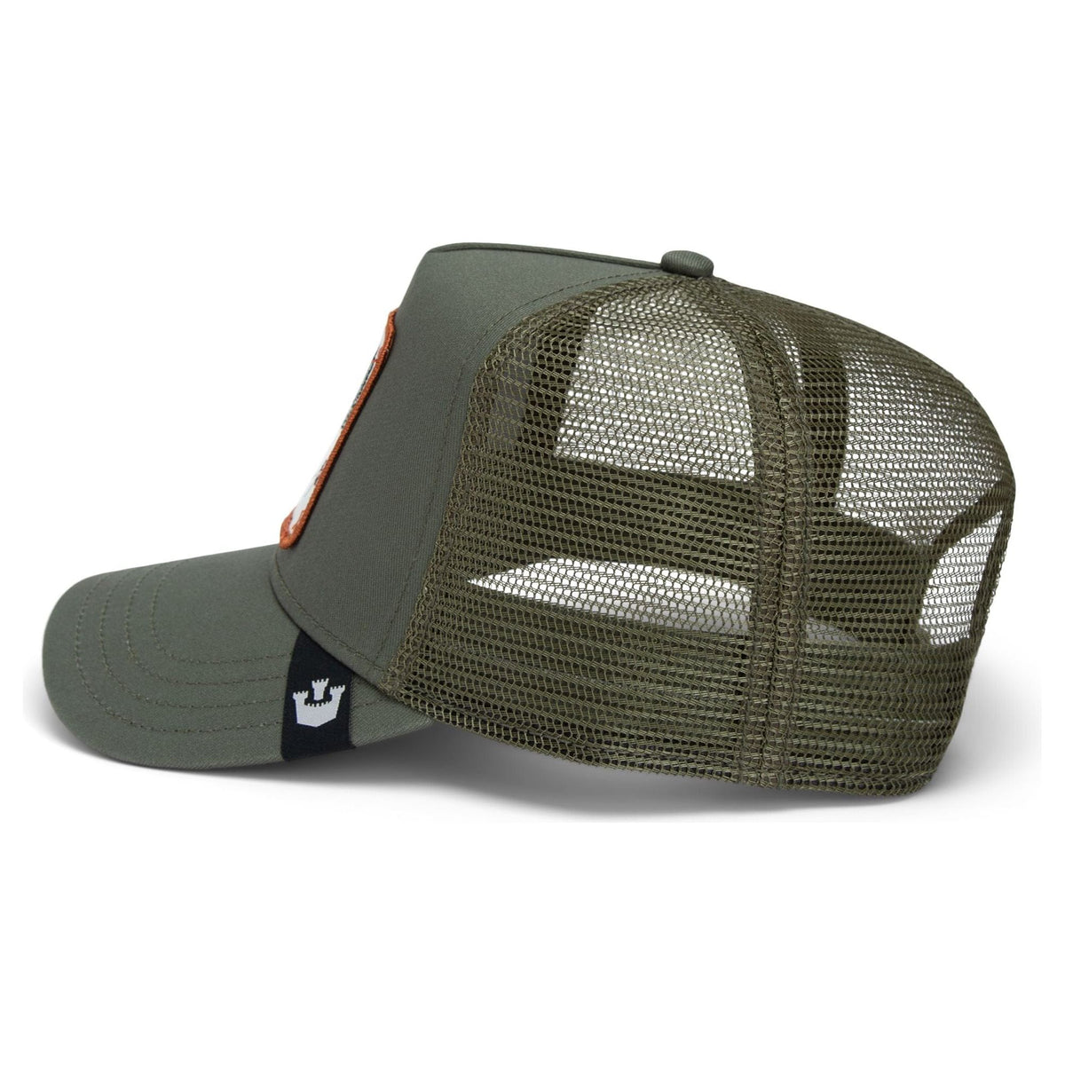 Goorin Gone Fishin' Trucker Hat in bold green, featuring a tough design and mesh back for comfort and style.