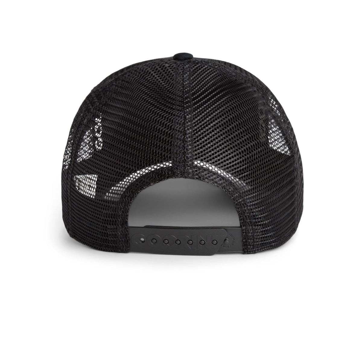Goorin Killer Trucker Hat back view: black mesh with adjustable snapback, Goorin Bros.