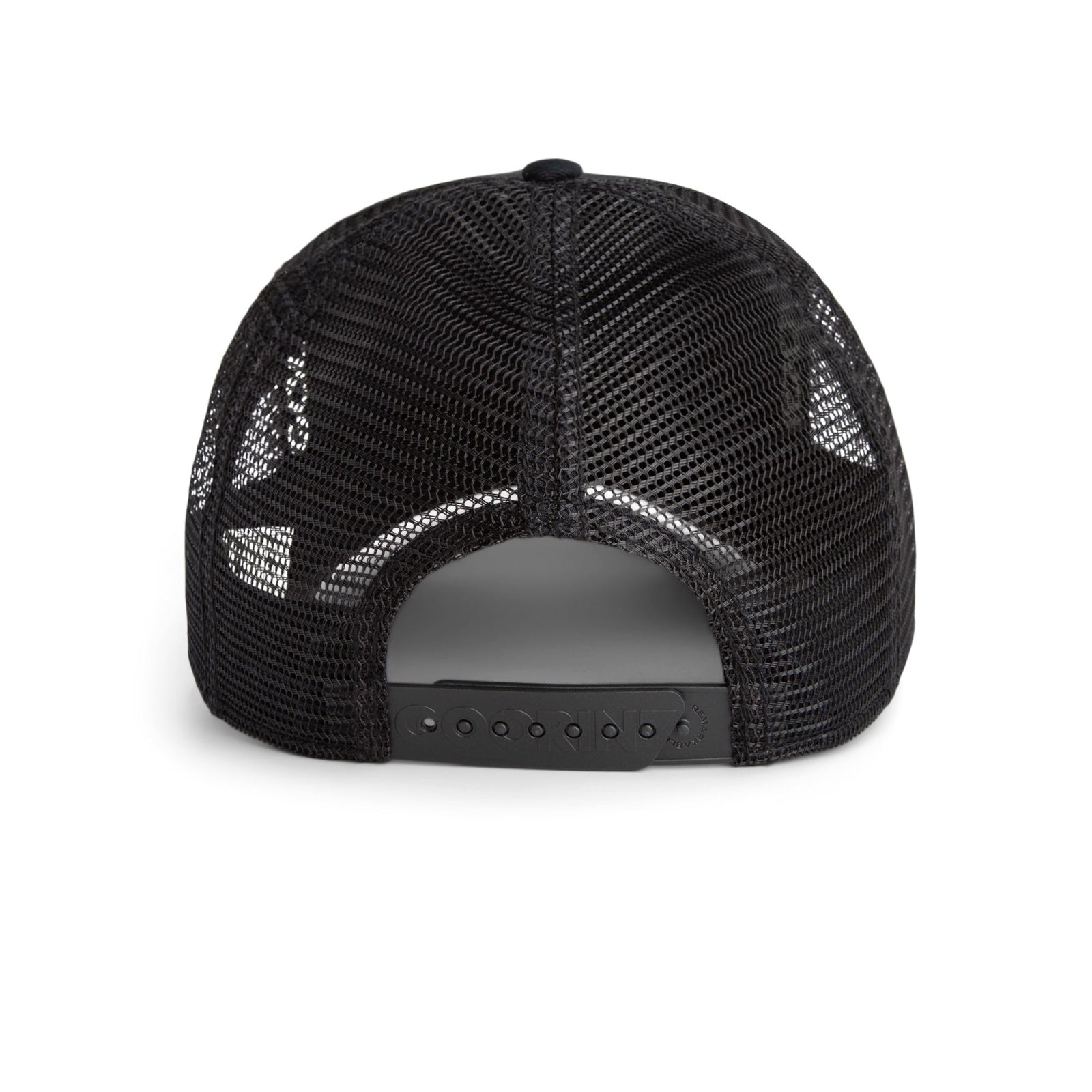 Goorin Killer Trucker Hat back view: black mesh with adjustable snapback, Goorin Bros.