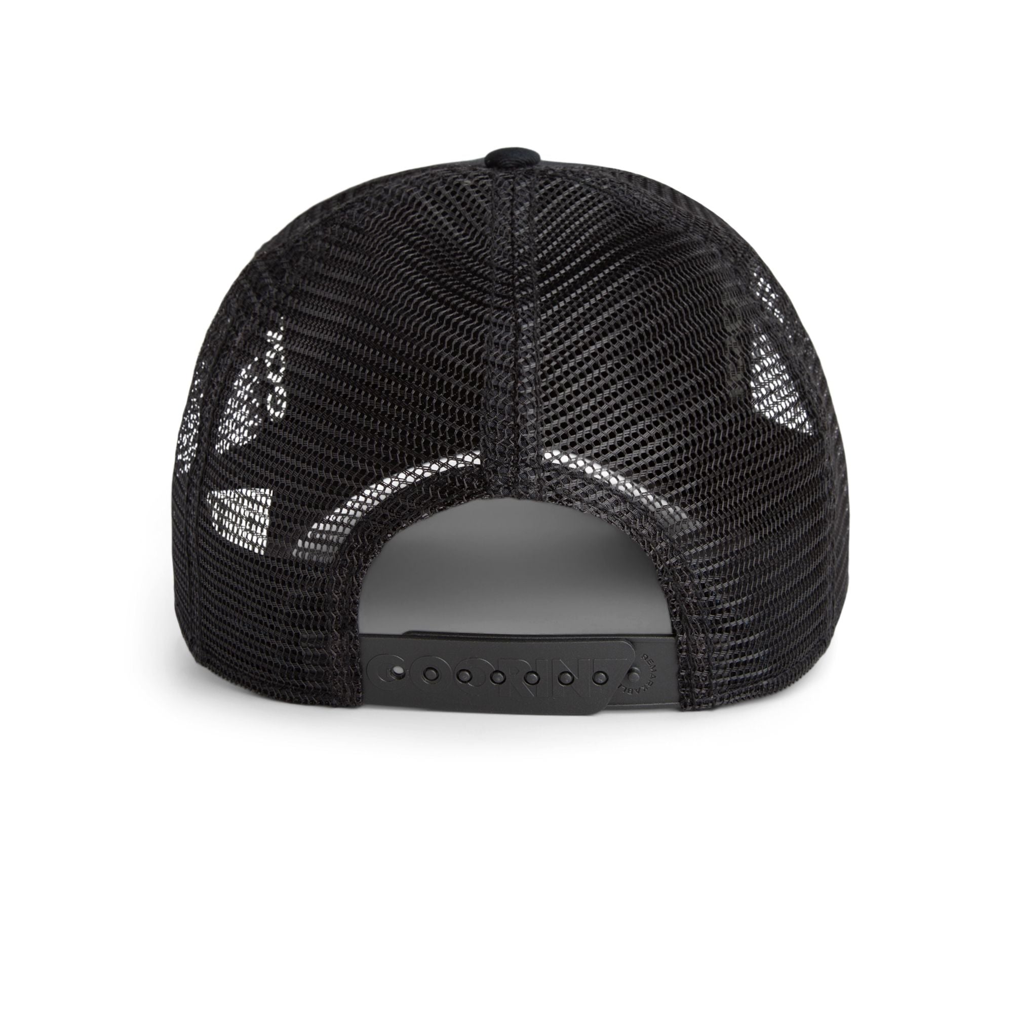 Goorin Killer Trucker Hat back view: black mesh with adjustable snapback, Goorin Bros.