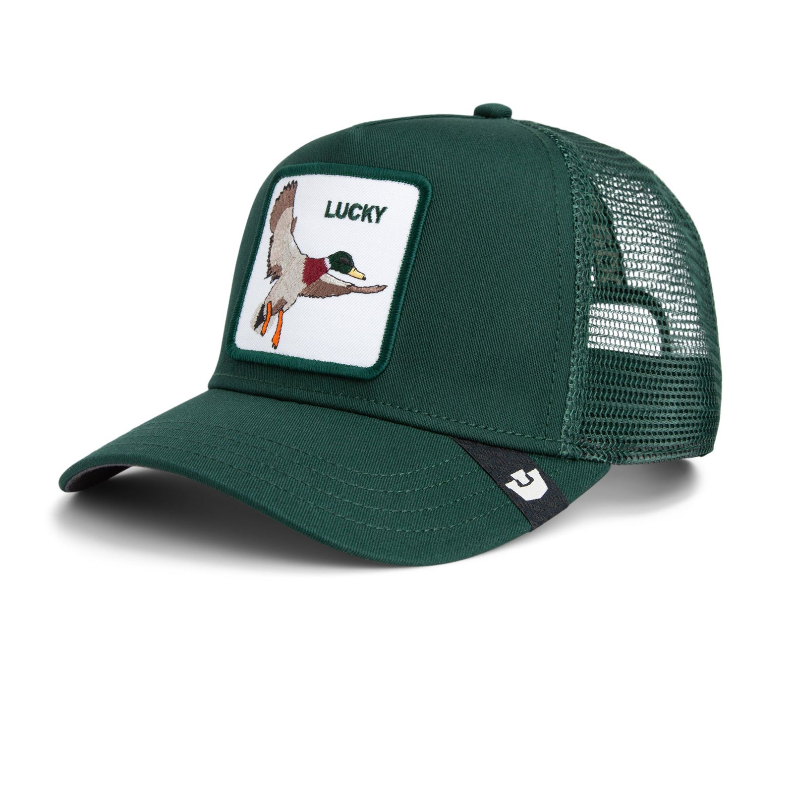 Goorin Lucky Duck Trucker Hat - green trucker cap with duck patch, by Goorin Bros.