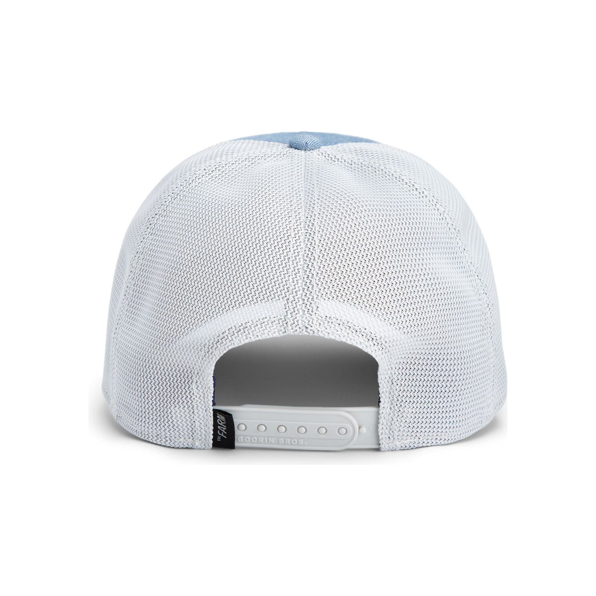 Goorin Suited Legend Trucker Hat features a blue herringbone design, exuding style and strength for bold individuals.