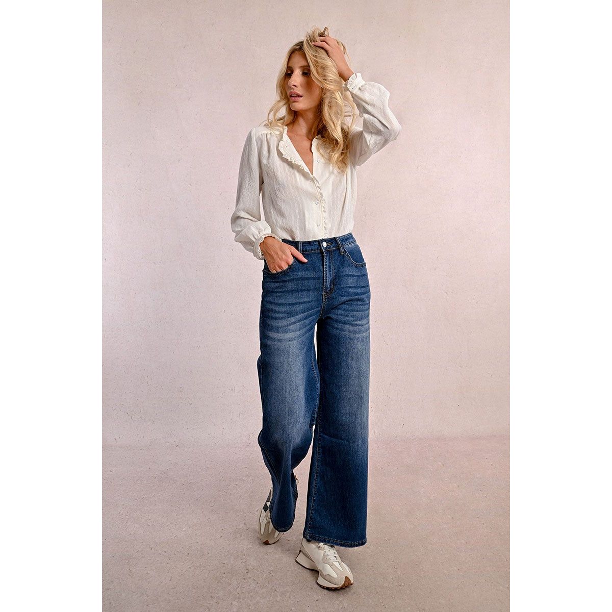 Molly Bracken Jamie Wide Leg Brut Denim Pant