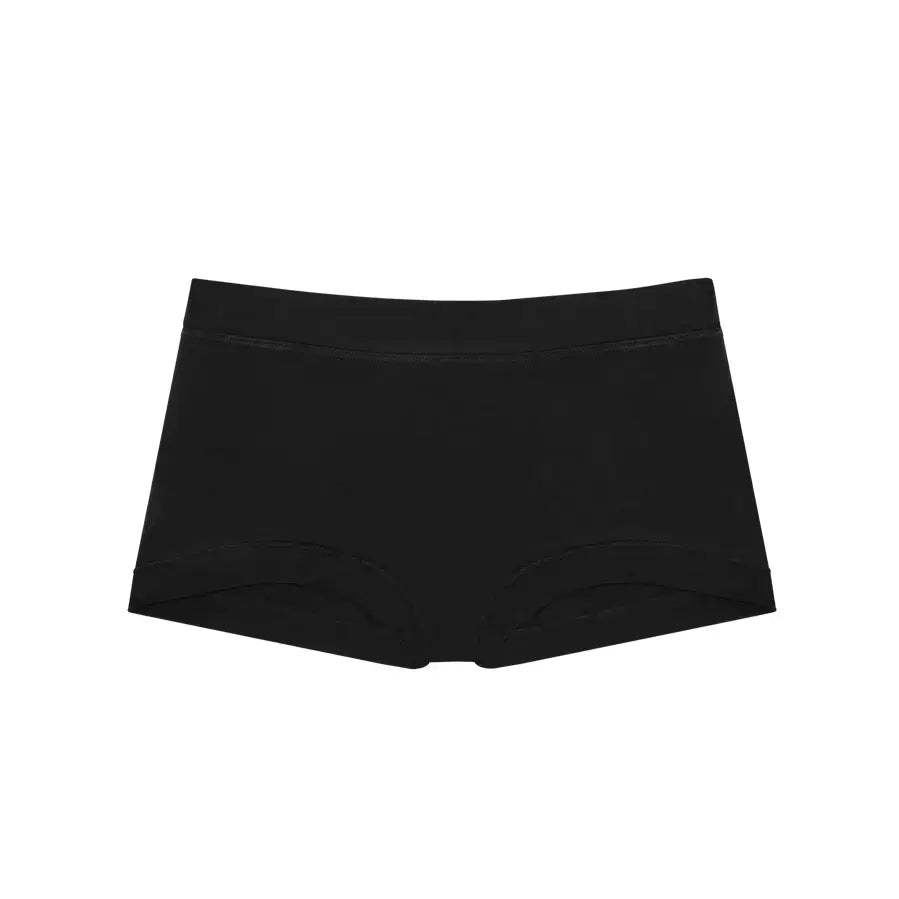 Huha Boxer Mineral Undies in black, lightweight with a wide waistband and cuffed leg openings.