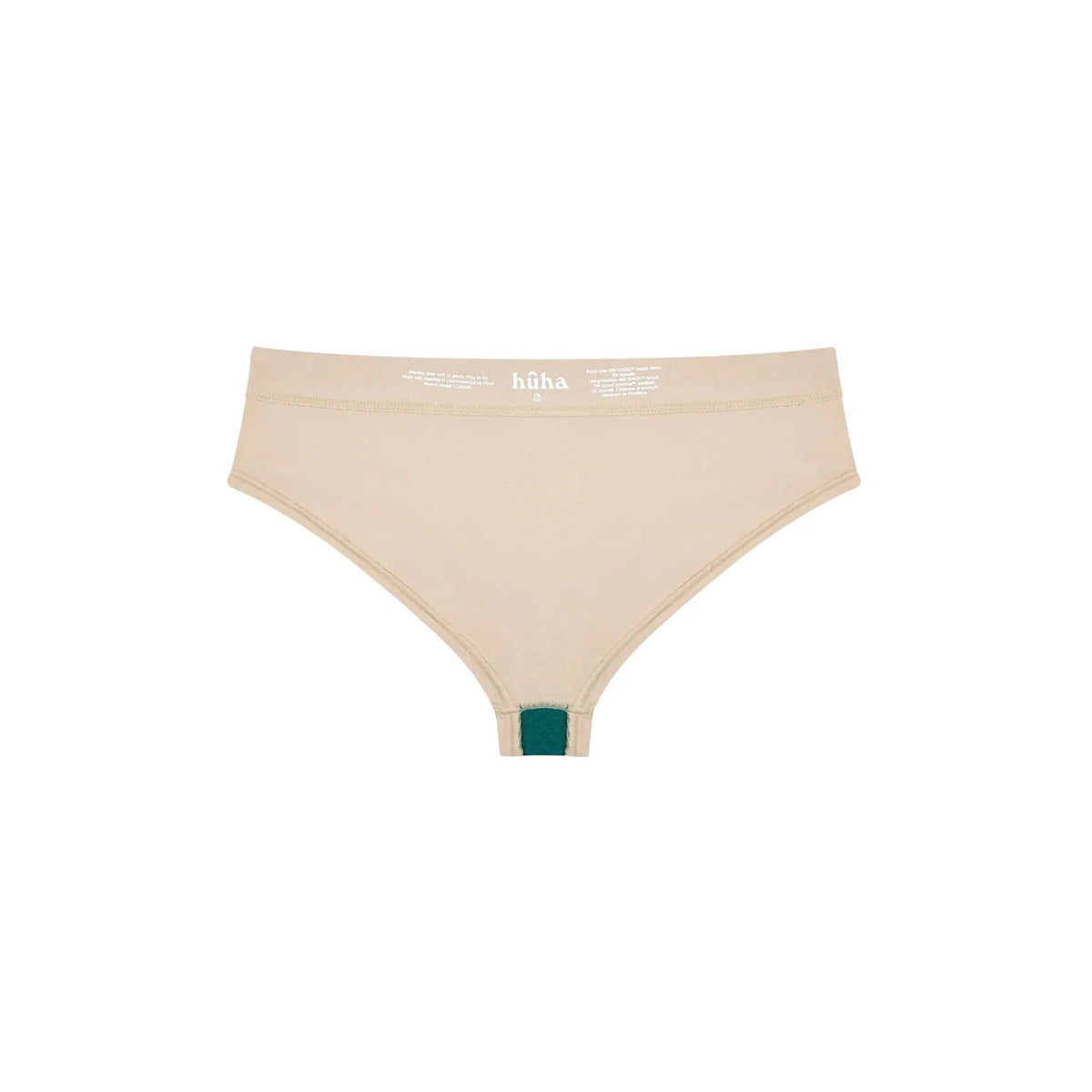 HuHa Cheeky Mineral Undies - beige TENCEL Modal body-contouring underwear with green gusset patch