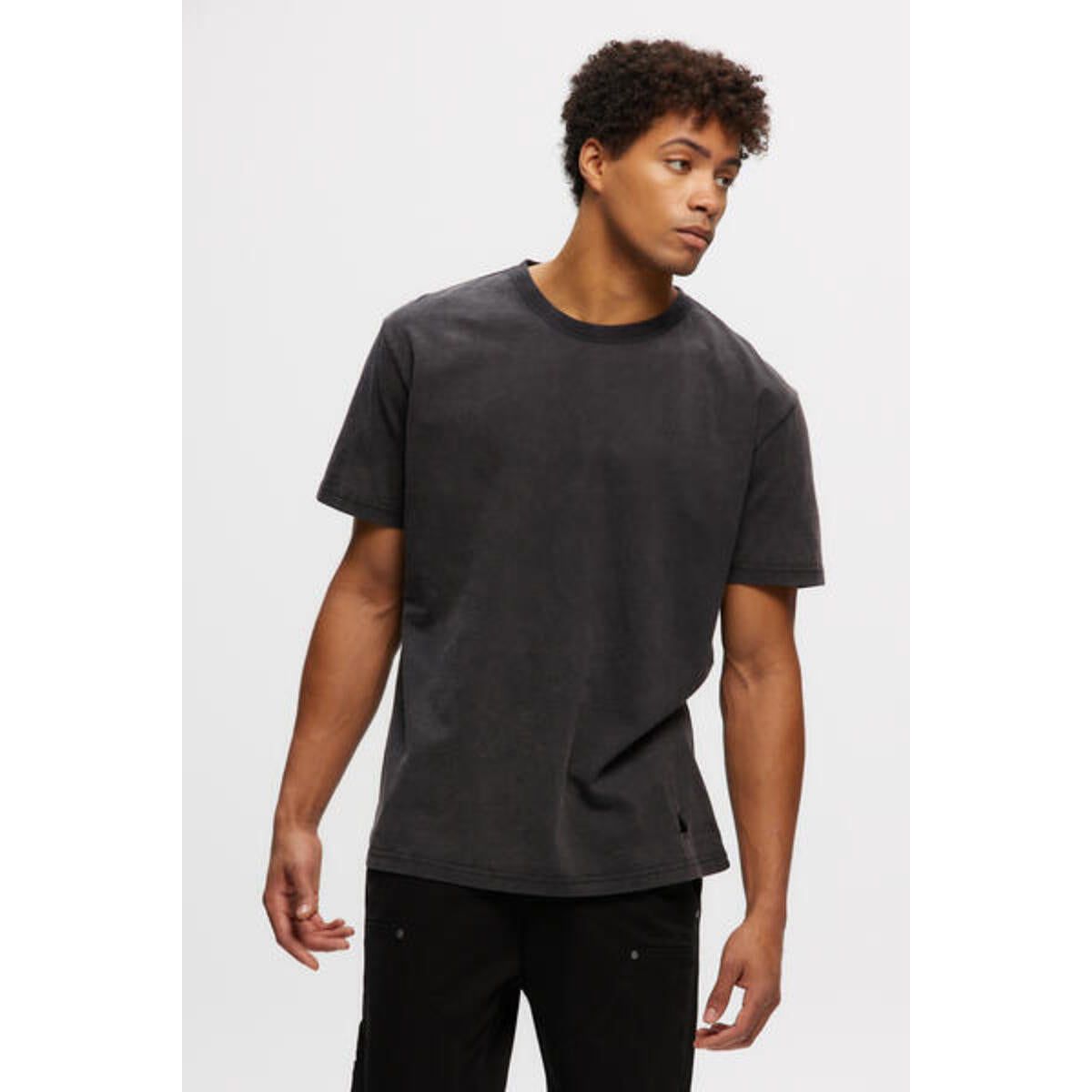 Kuwalla Heavyweight Boss Tee in black, oversized with vintage wash from Kuwalla.
