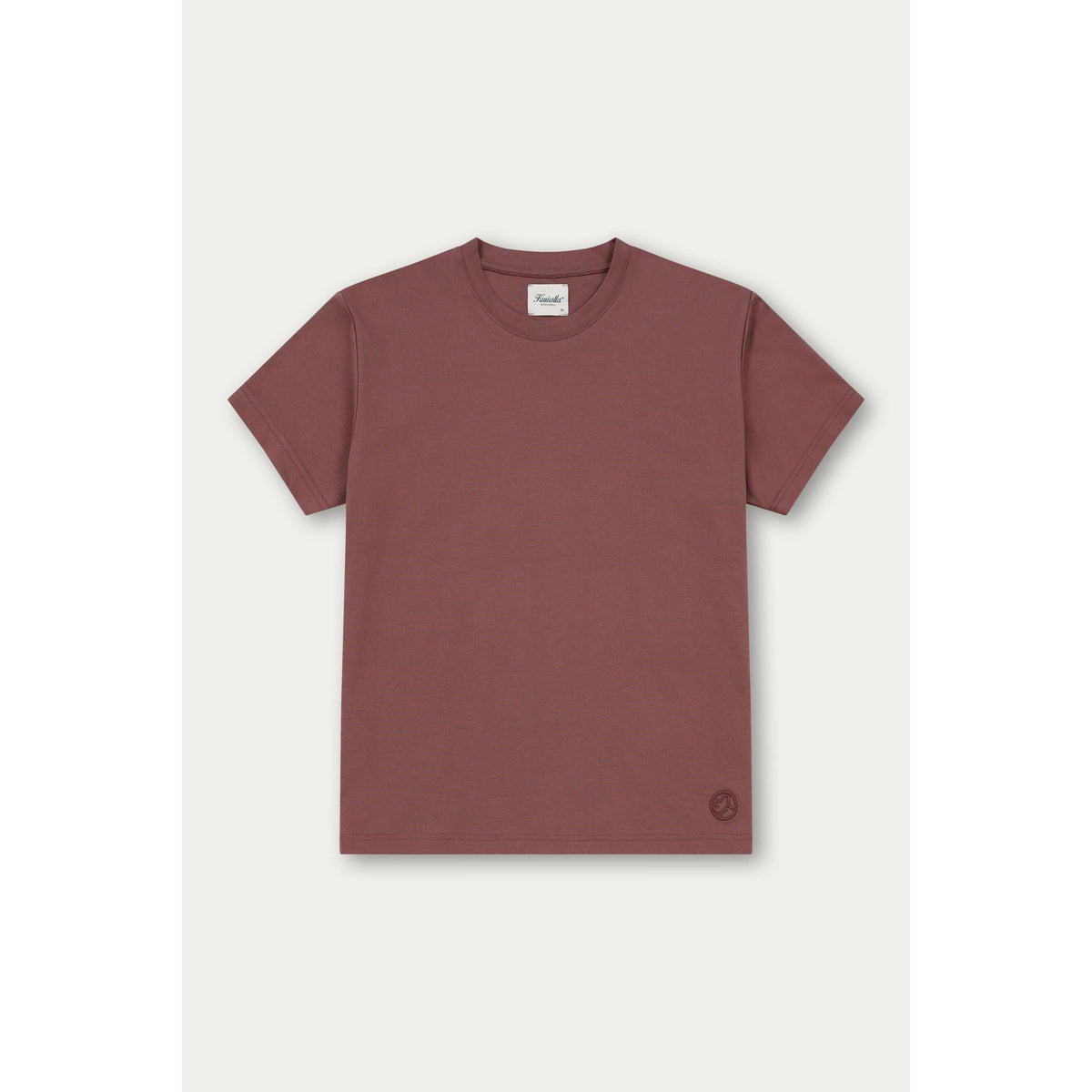 Kuwalla Daily Double Tee brown crewneck with flat bottom hem by Kuwalla.