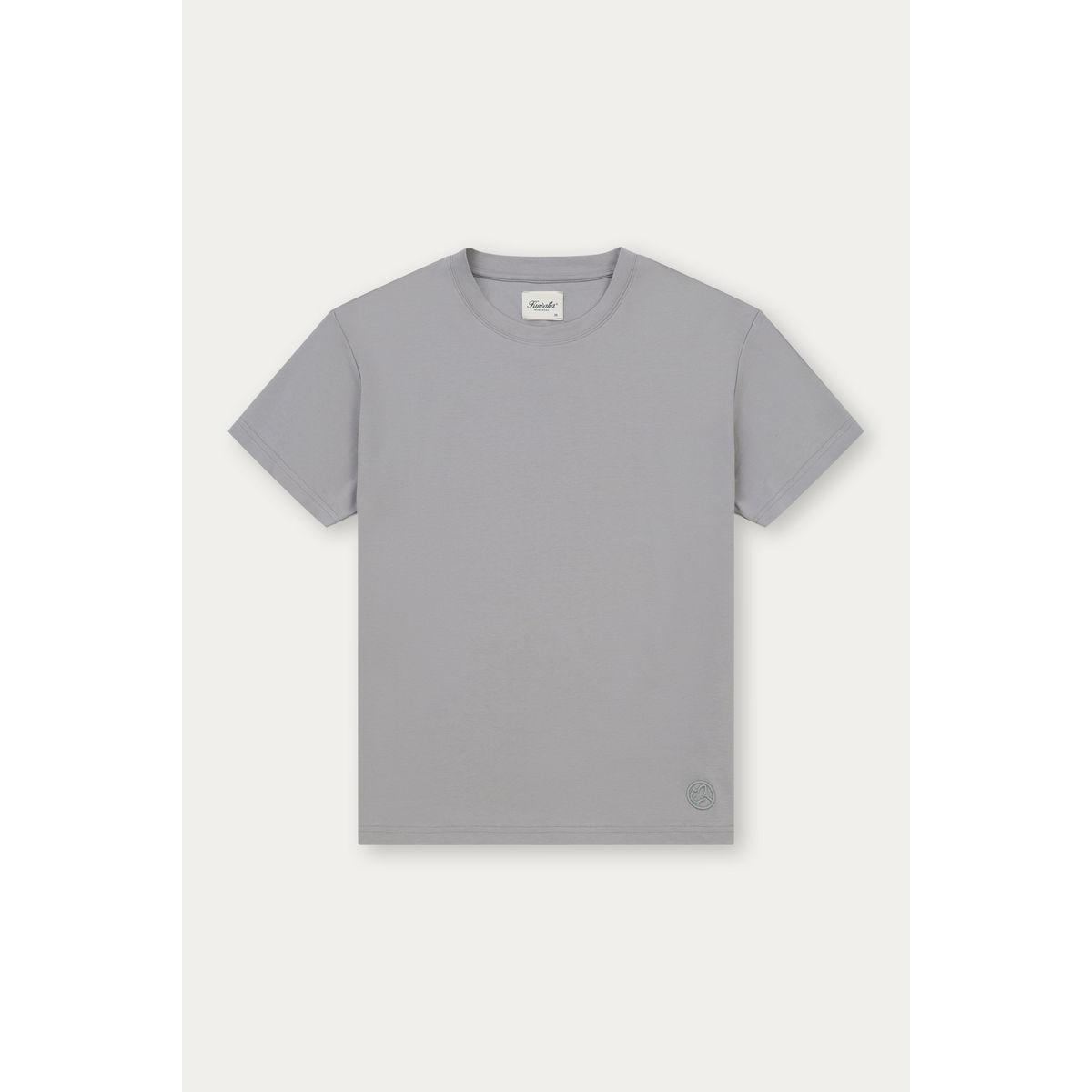 Kuwalla Daily Double Tee grey crewneck with flat bottom hem twist for casual lounging.