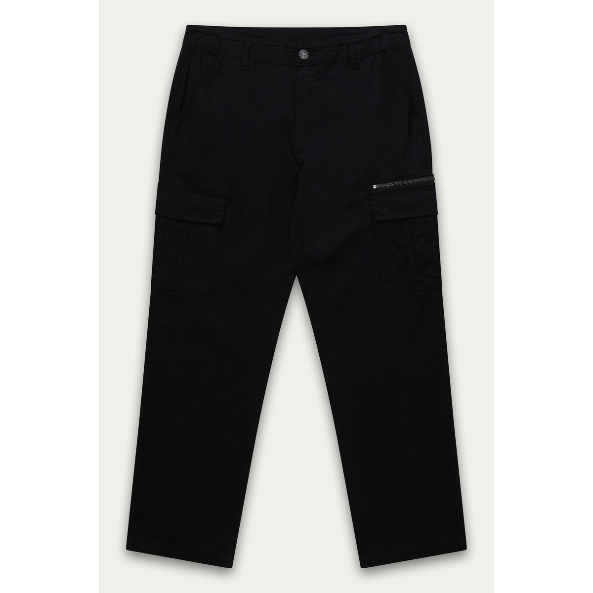 Kuwalla Loose Cargo Trouser by Kuwalla — black relaxed cargo pants with zip pocket and spacious cargo pockets.