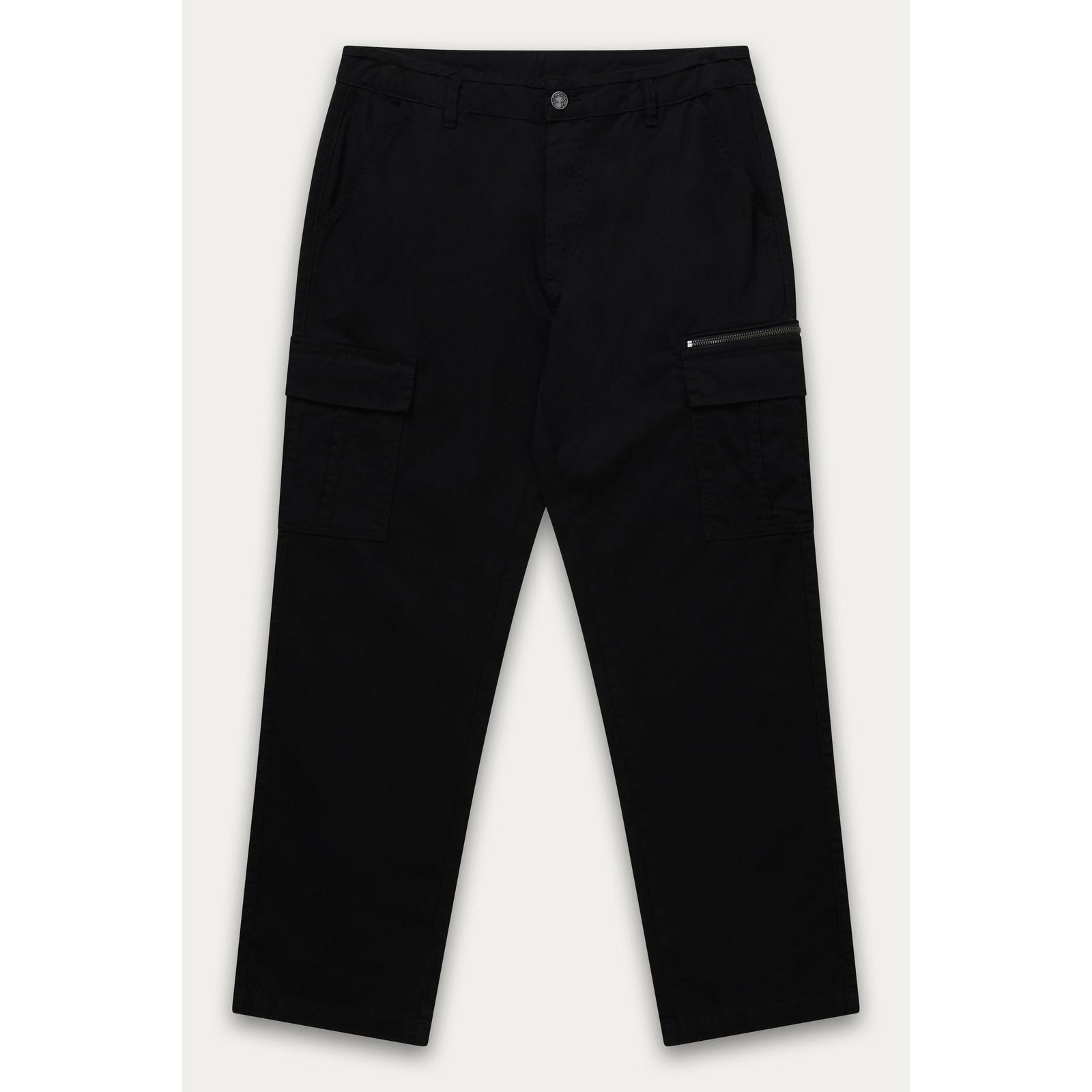 Kuwalla Loose Cargo Trouser by Kuwalla — black relaxed cargo pants with zip pocket and spacious cargo pockets.