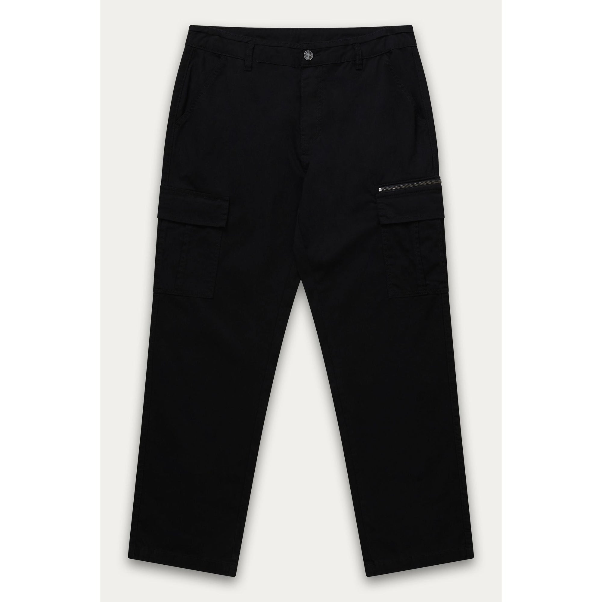 Kuwalla Loose Cargo Trouser by Kuwalla — black relaxed cargo pants with zip pocket and spacious cargo pockets.