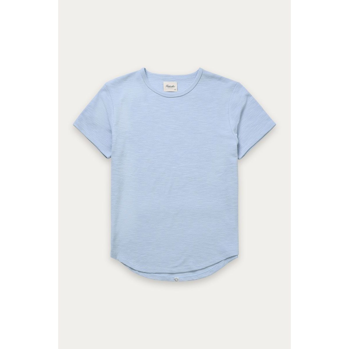 Kuwalla Slub Hi-Lo Tee in light blue with curved hi-lo hem and slub texture