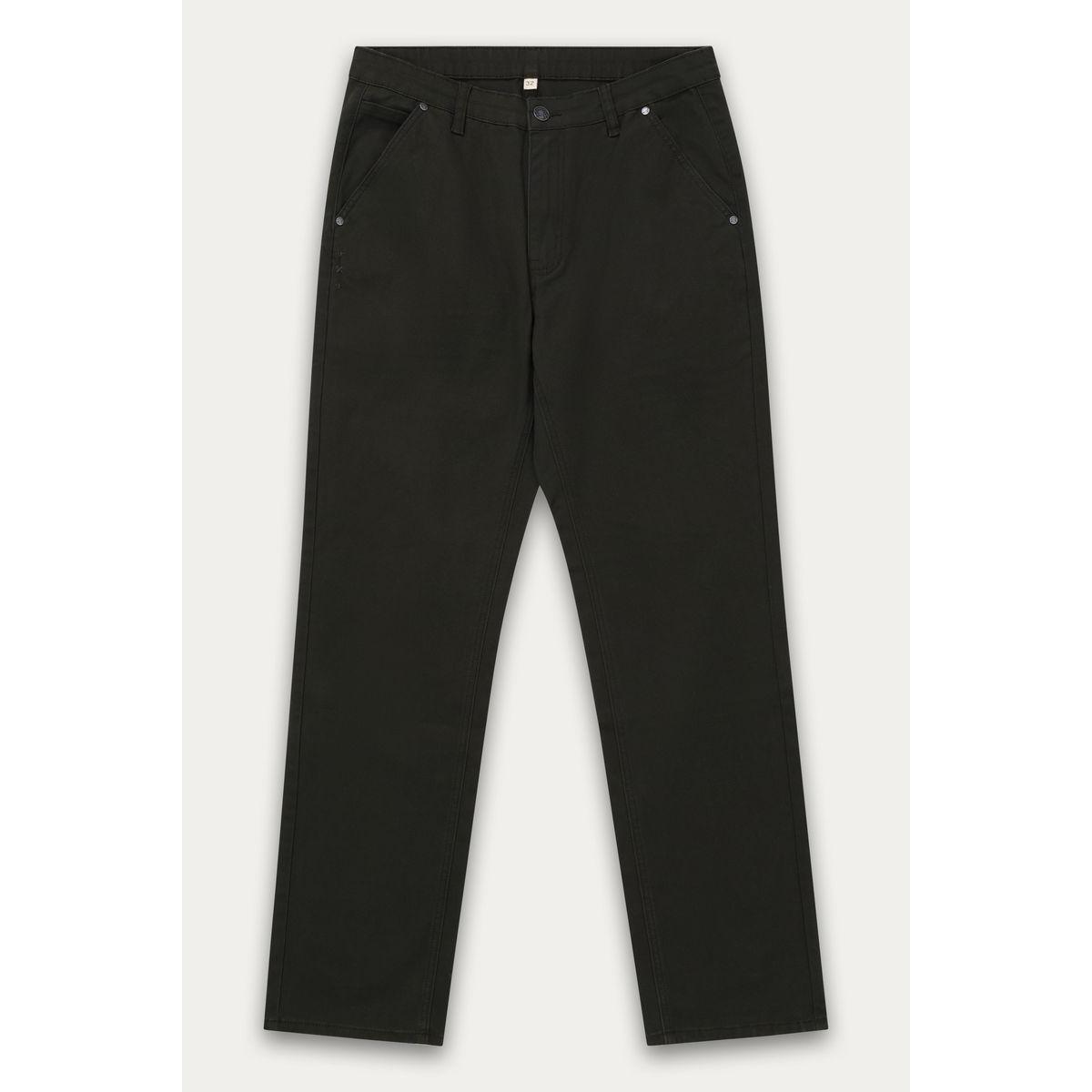 Kuwalla Straight Leg Chino Pant by Kuwalla: moss stretch fabric, front pockets, rivet details.