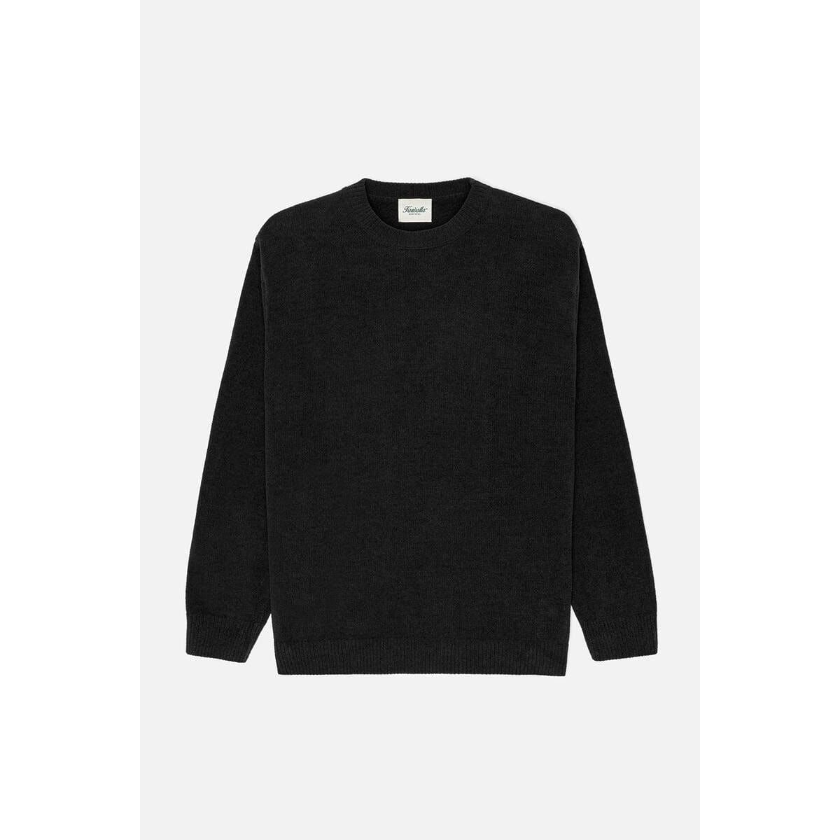 Kuwalla Textured Knit Crew sweater from Kuwalla; black knit crewneck with rib cuffs and hem.