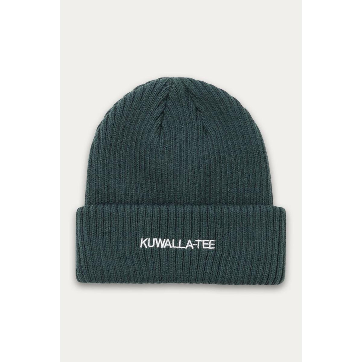 Kuwalla Essential Beanie - pine knit, 100% acrylic with embroidered logo, cozy winter accessory.