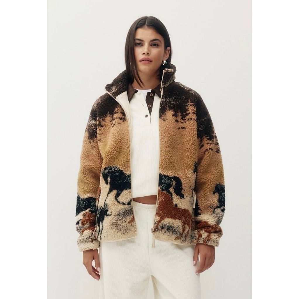 Kuwalla Printed Sherpa Fleece Jacket Desert Stallion