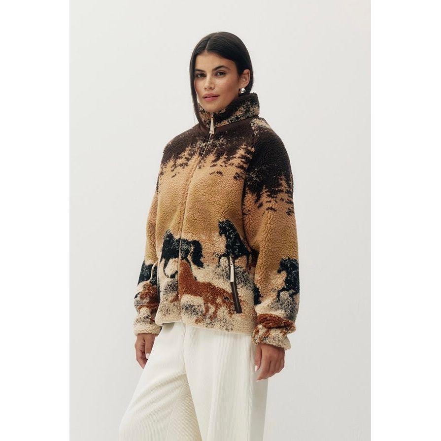 Kuwalla Printed Sherpa Fleece Jacket Desert Stallion