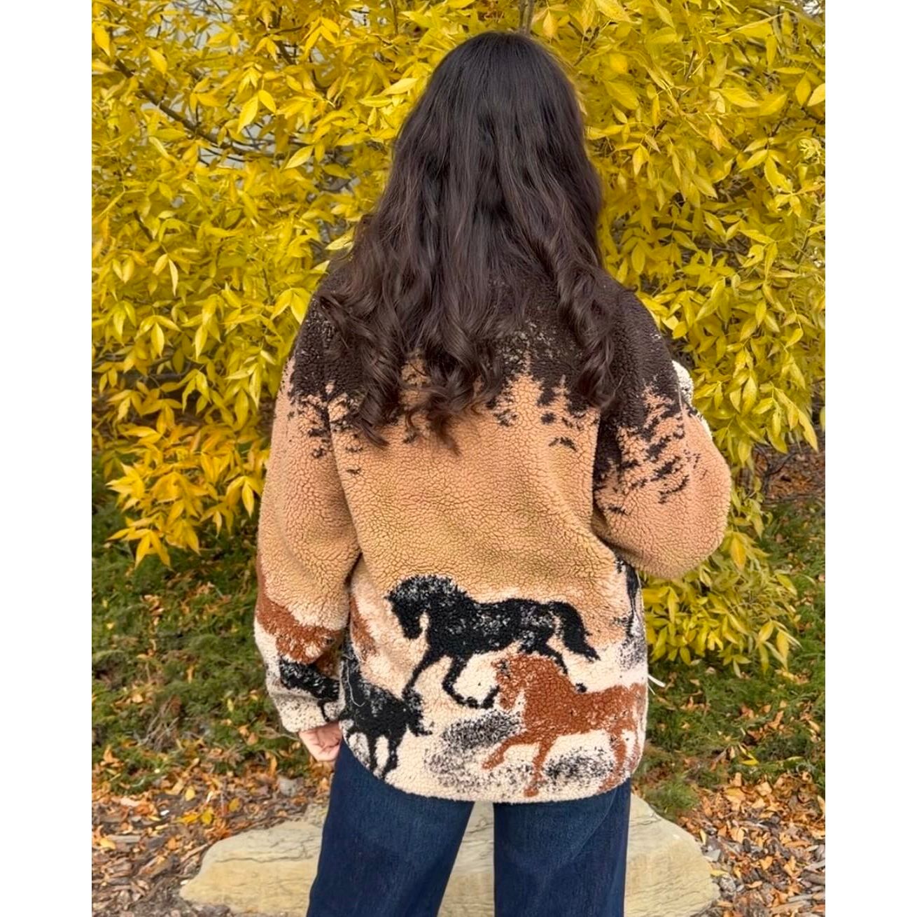 Kuwalla Printed Sherpa Fleece Jacket Desert Stallion