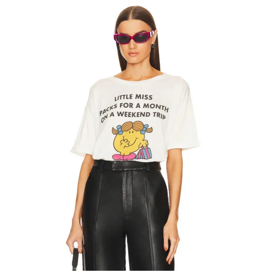Laundry Room Little Miss Weekend Trip Crew tee in white with Little Miss graphic 