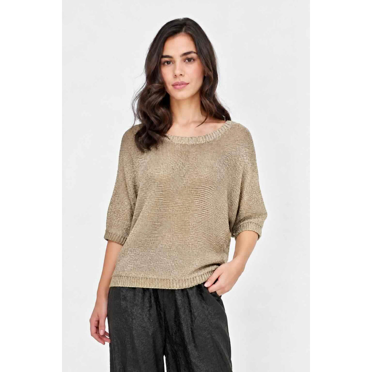 M Made in Italy Shimmer Sweater with Back Bow