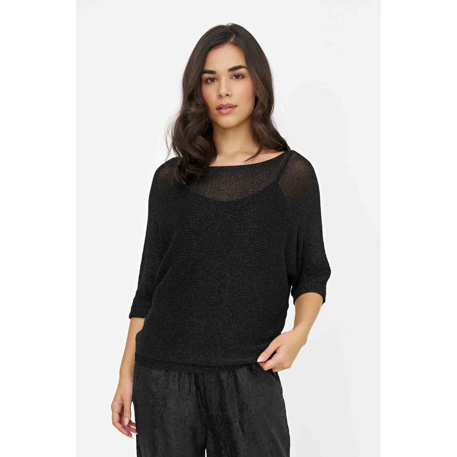 M Made in Italy Shimmer Sweater with Back Bow