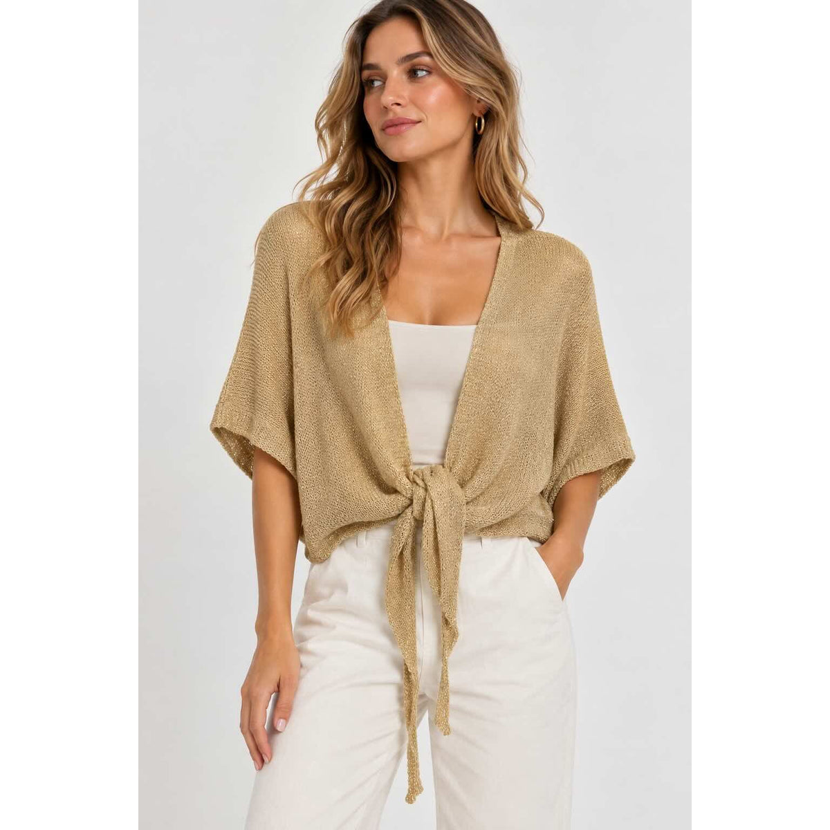 M Made in Italy Shimmer Wrap Cardigan