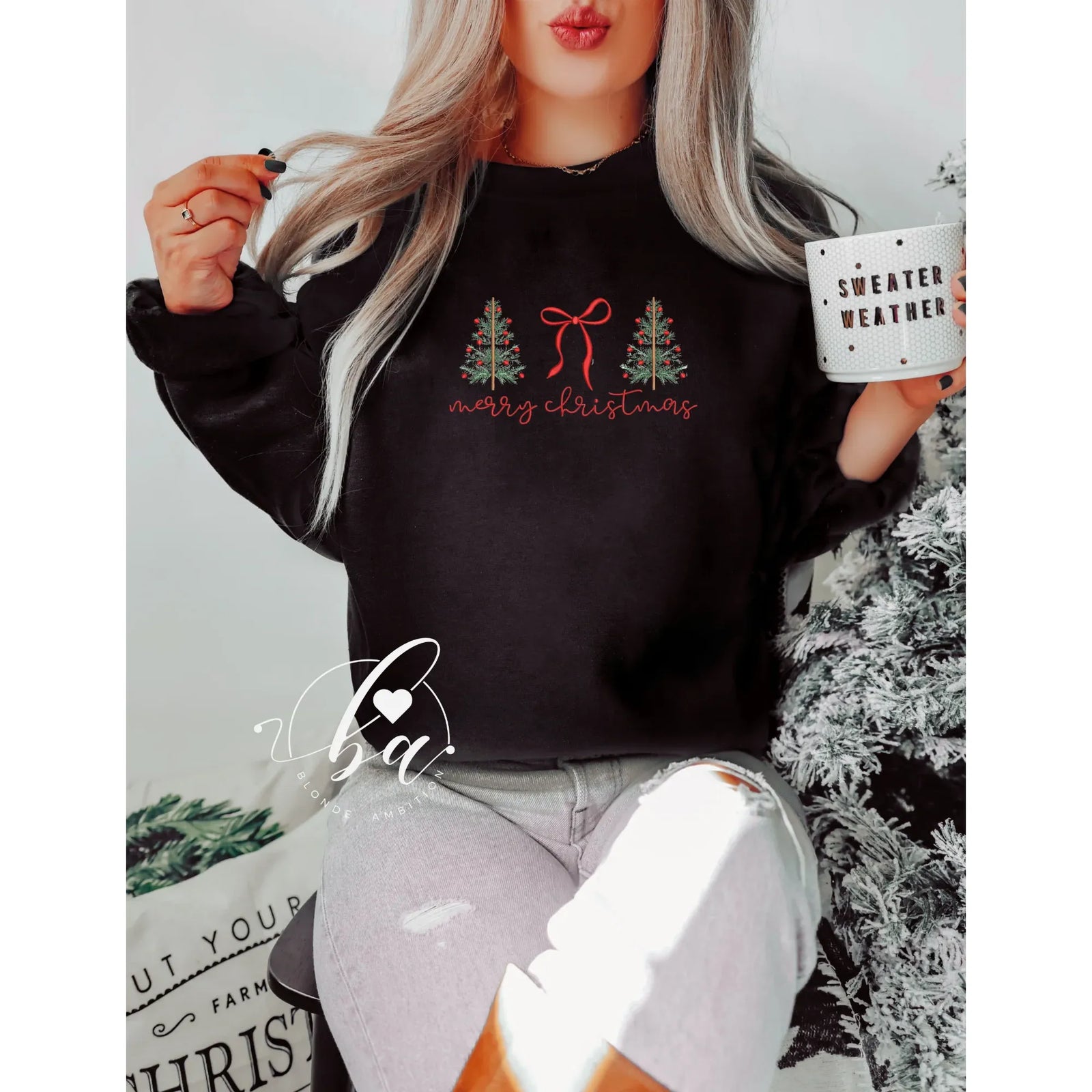 Embroidered Merry Christmas Crew