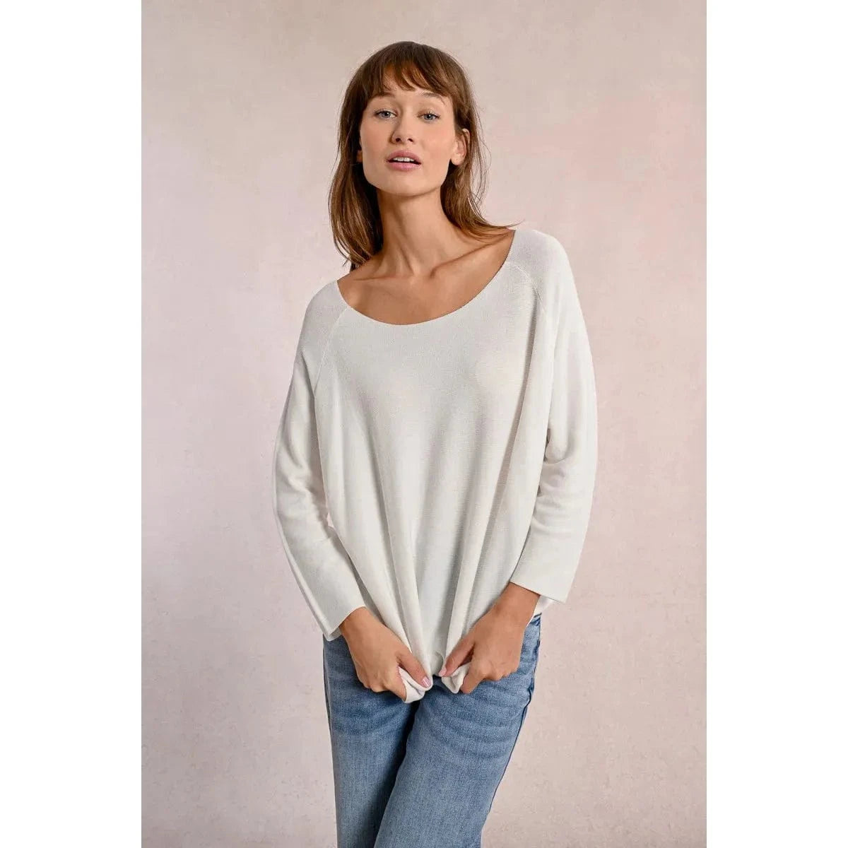 Cozy up in the Molly Bracken Long Sleeve Sweater, featuring a wide boat neckline and a comfy fit for cooler days.