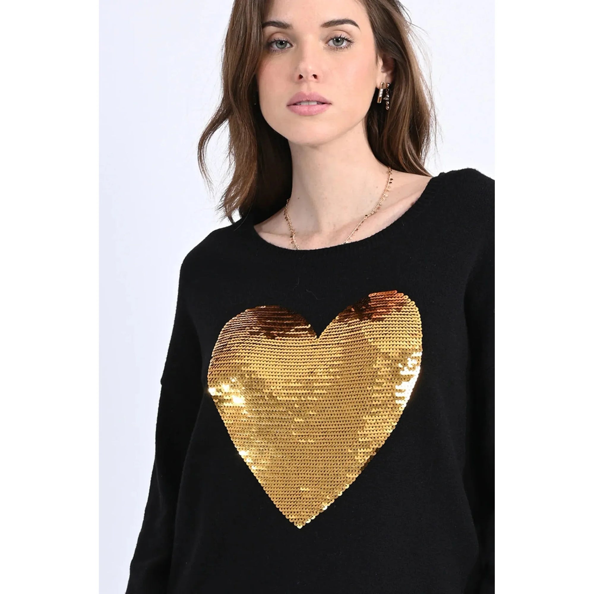 Molly Bracken Molly Bracken Love Heart Metallic Sweater