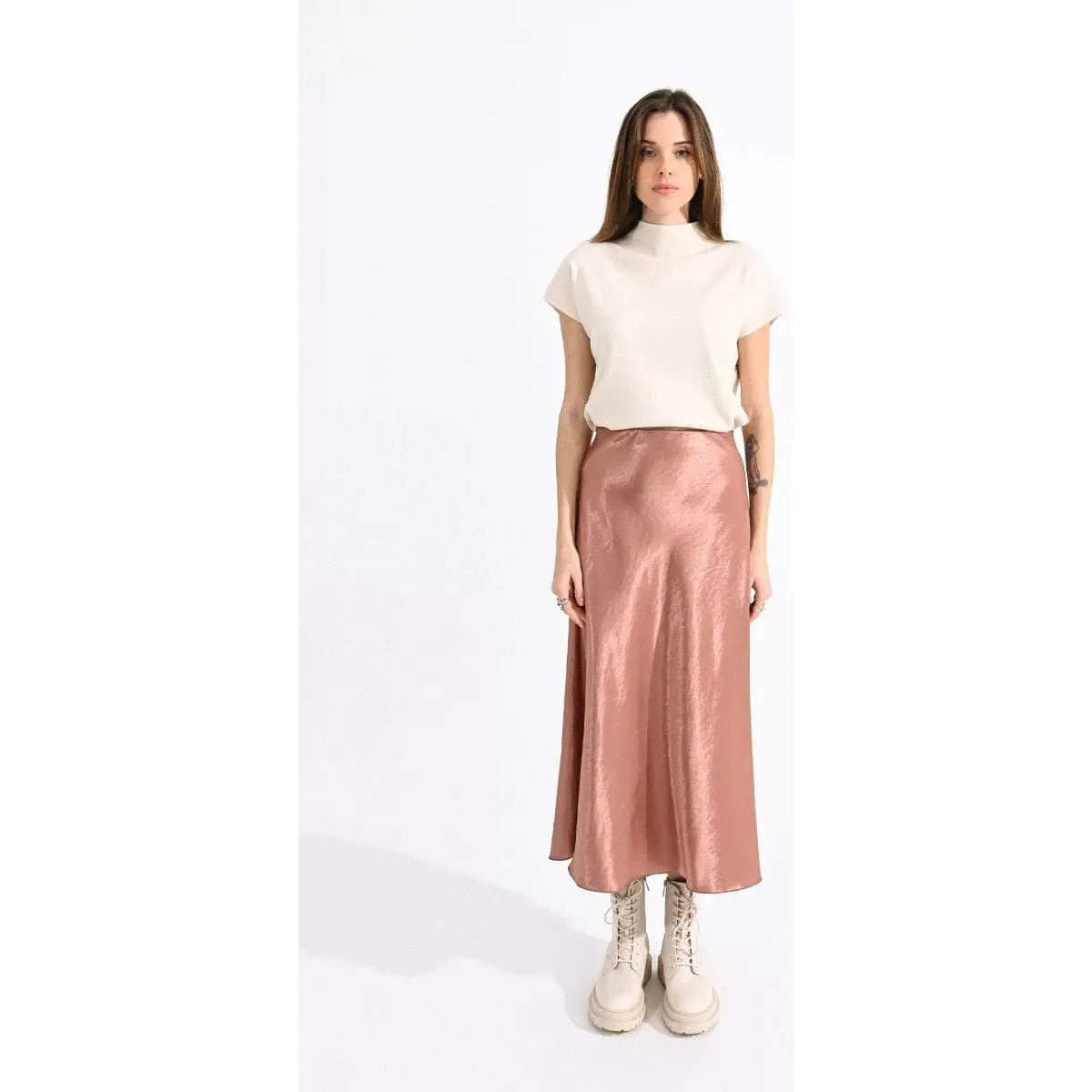 Rose gold satin deals skirt