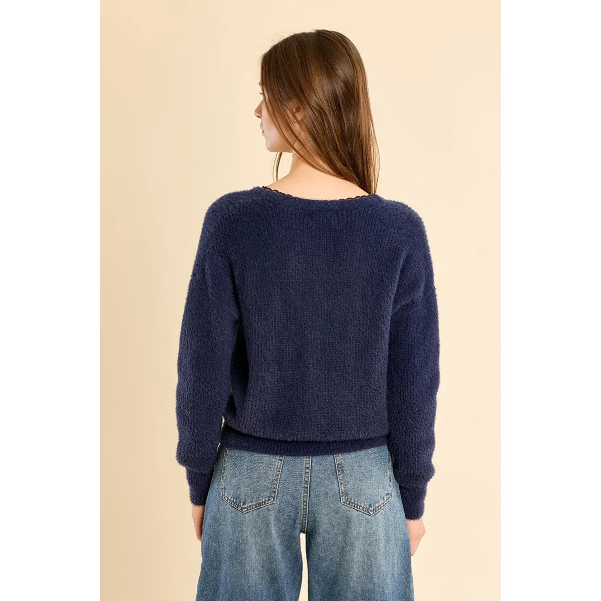 Molly Bracken V-Neck Sweater w/Lace Detail