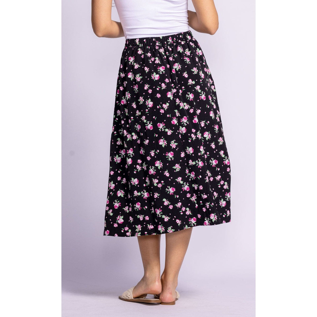 Flaunt your style in the Pink Martini Dolores Skirt, featuring a playful floral print for summer days.