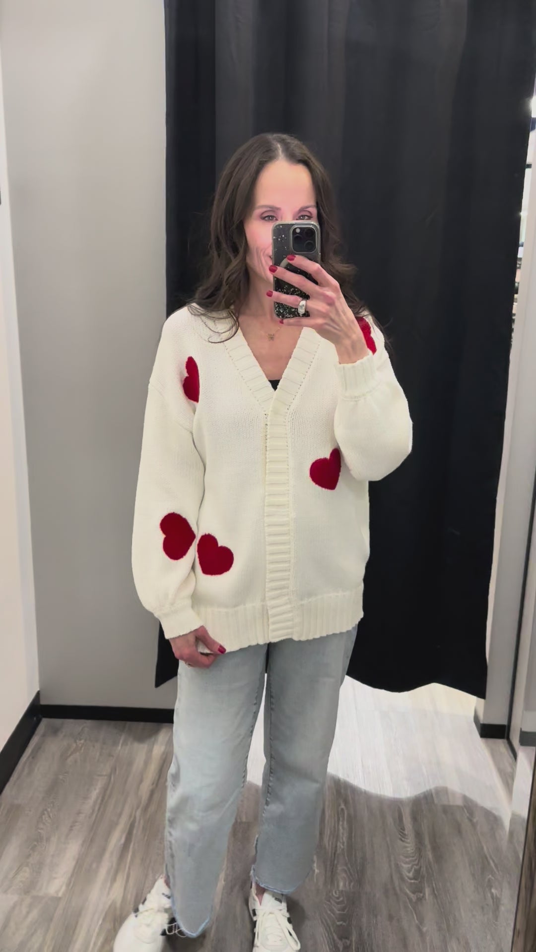 Brunette the Label All Over Heart Oversized Cardigan
