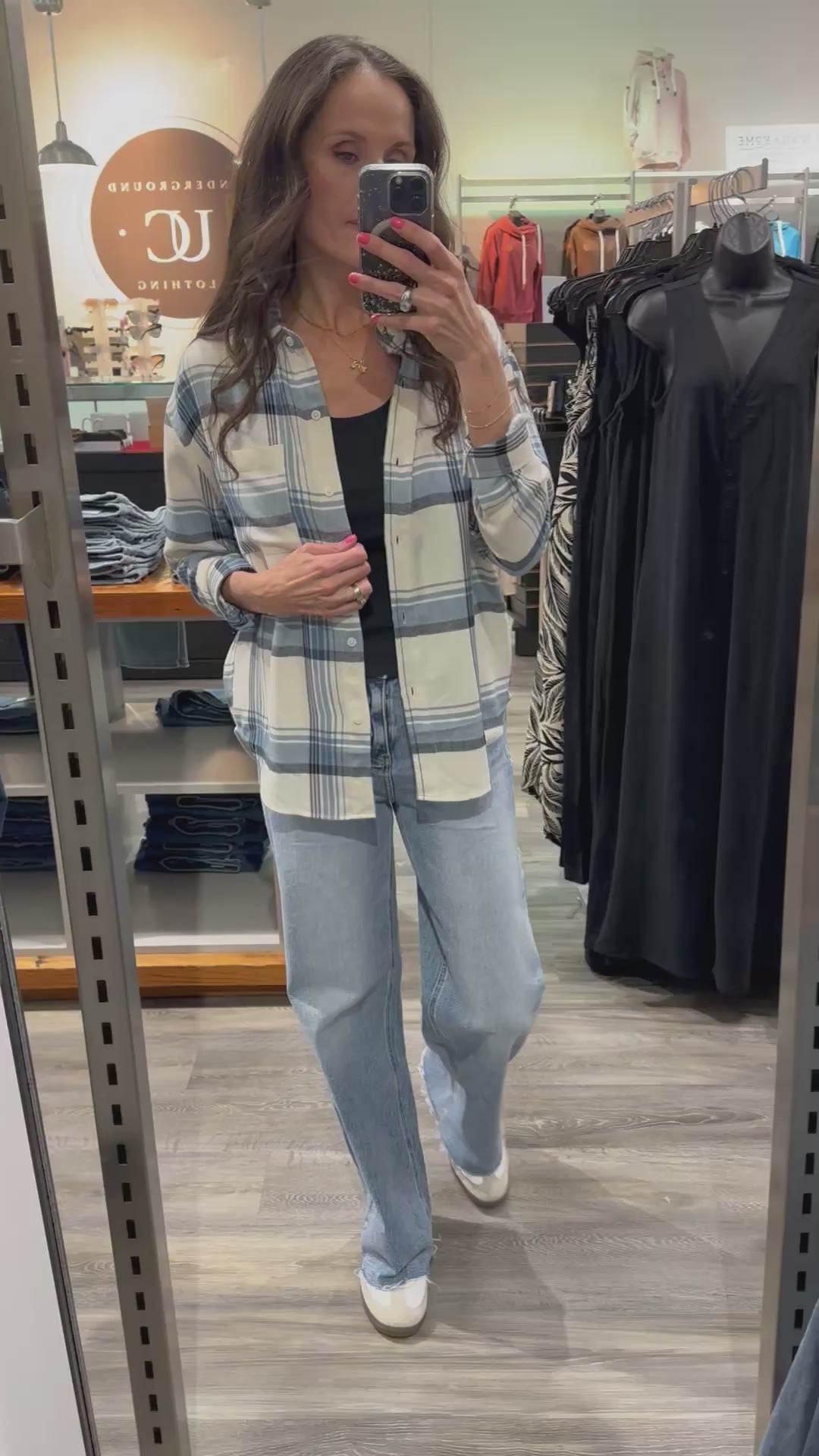 Z Supply River Plaid Button Up in Vintage Indigo