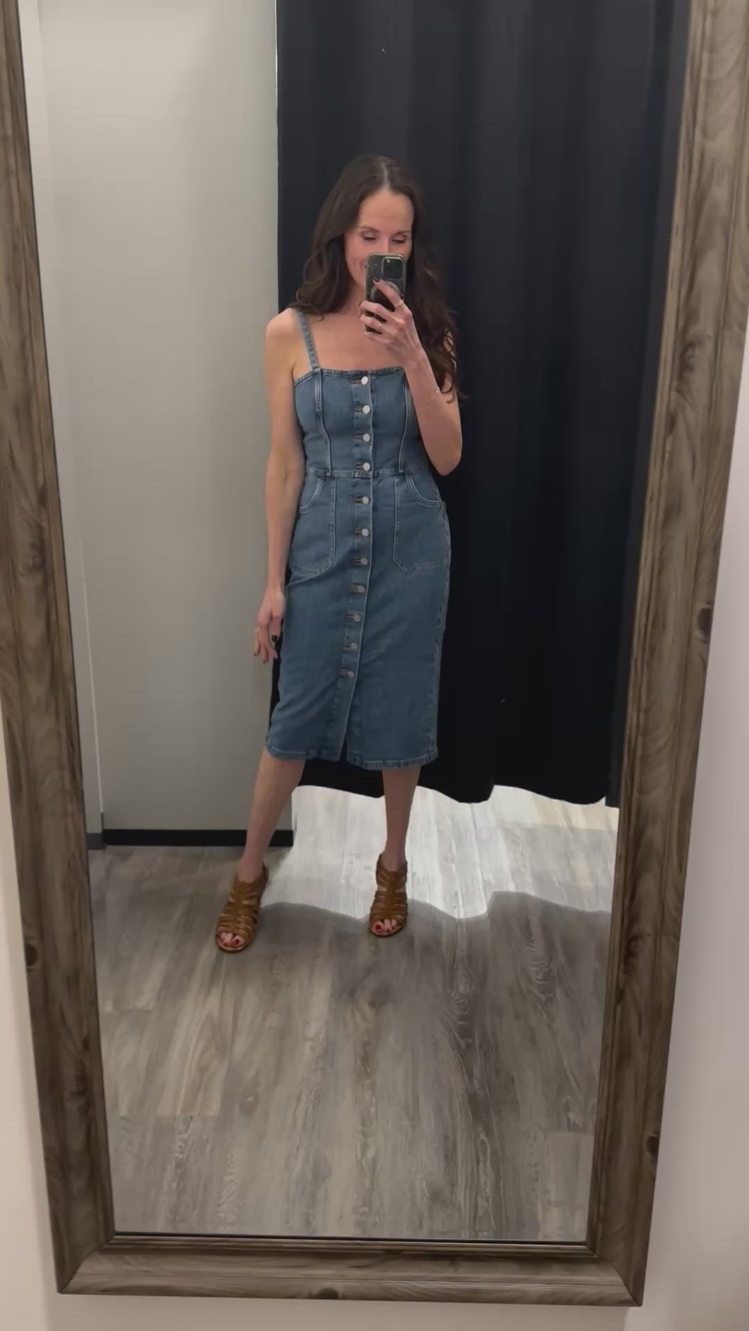 Silver Button Front Midi Dress