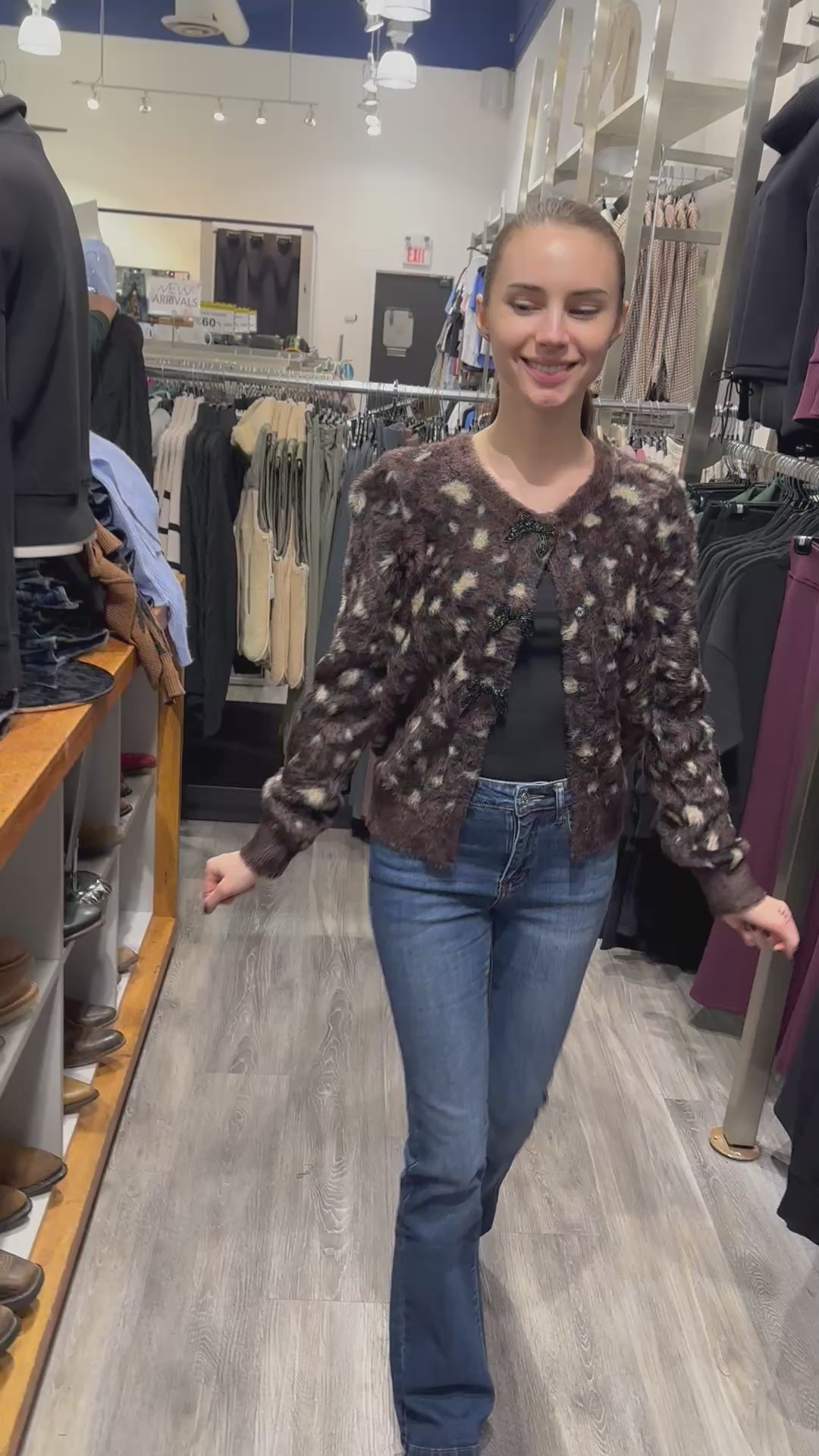 Dex Black Tape Soft Touch Patterned Cardigan