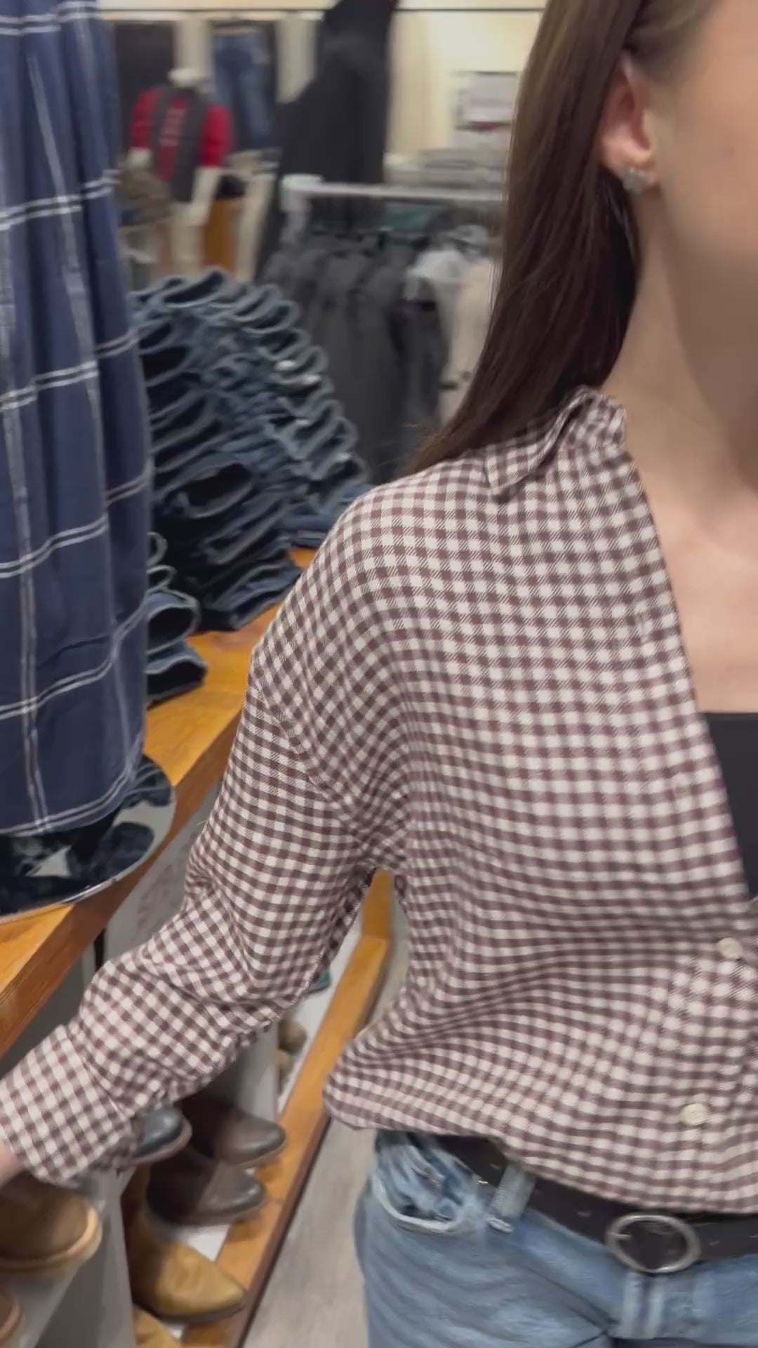 Z Supply River Plaid Button Up in Chocolate Cherry