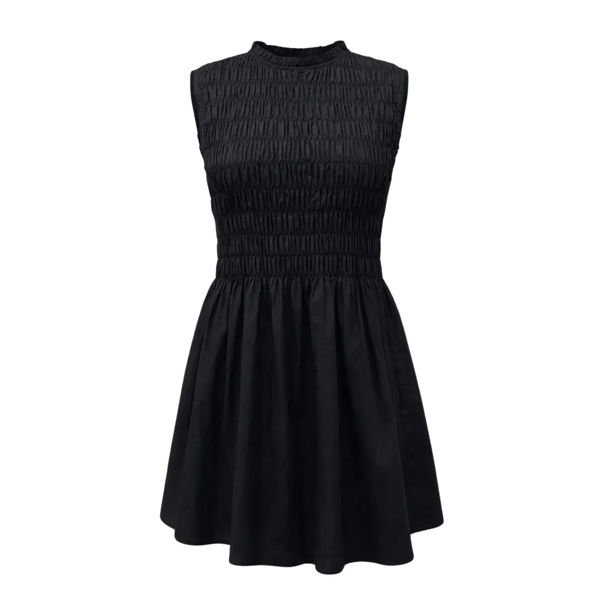 Priv PrimRuched Cocktail Dress in black with a ruched elastic bodice and flowing skirt.