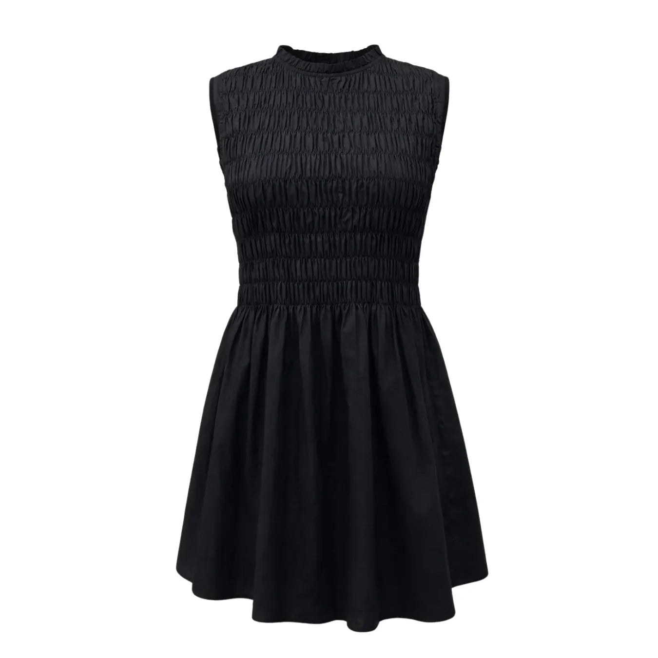 Priv PrimRuched Cocktail Dress in black with a ruched elastic bodice and flowing skirt.