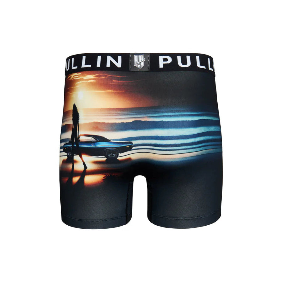 Pullin Fashion 2 Katty Brief boxer shorts with Belza print: sunset car motif, long cut, wide crotch, flatlock seams