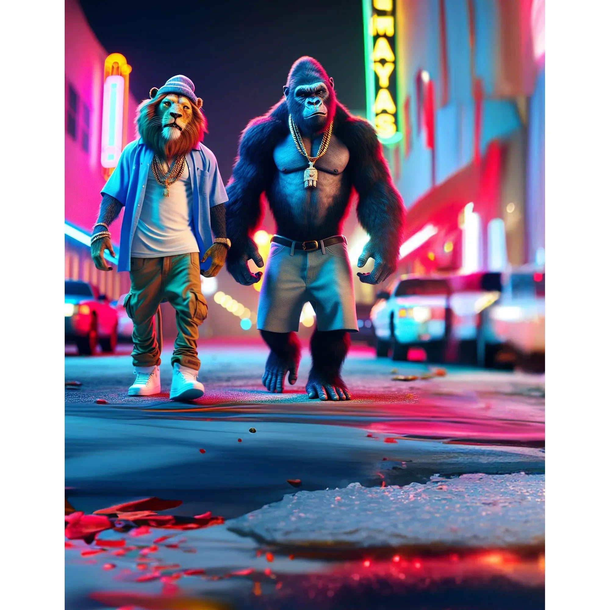 Pullin Fashion 2 Rapers Brief boxer shorts with city print featuring two gorillas and a wide 40mm jacquard waistband.