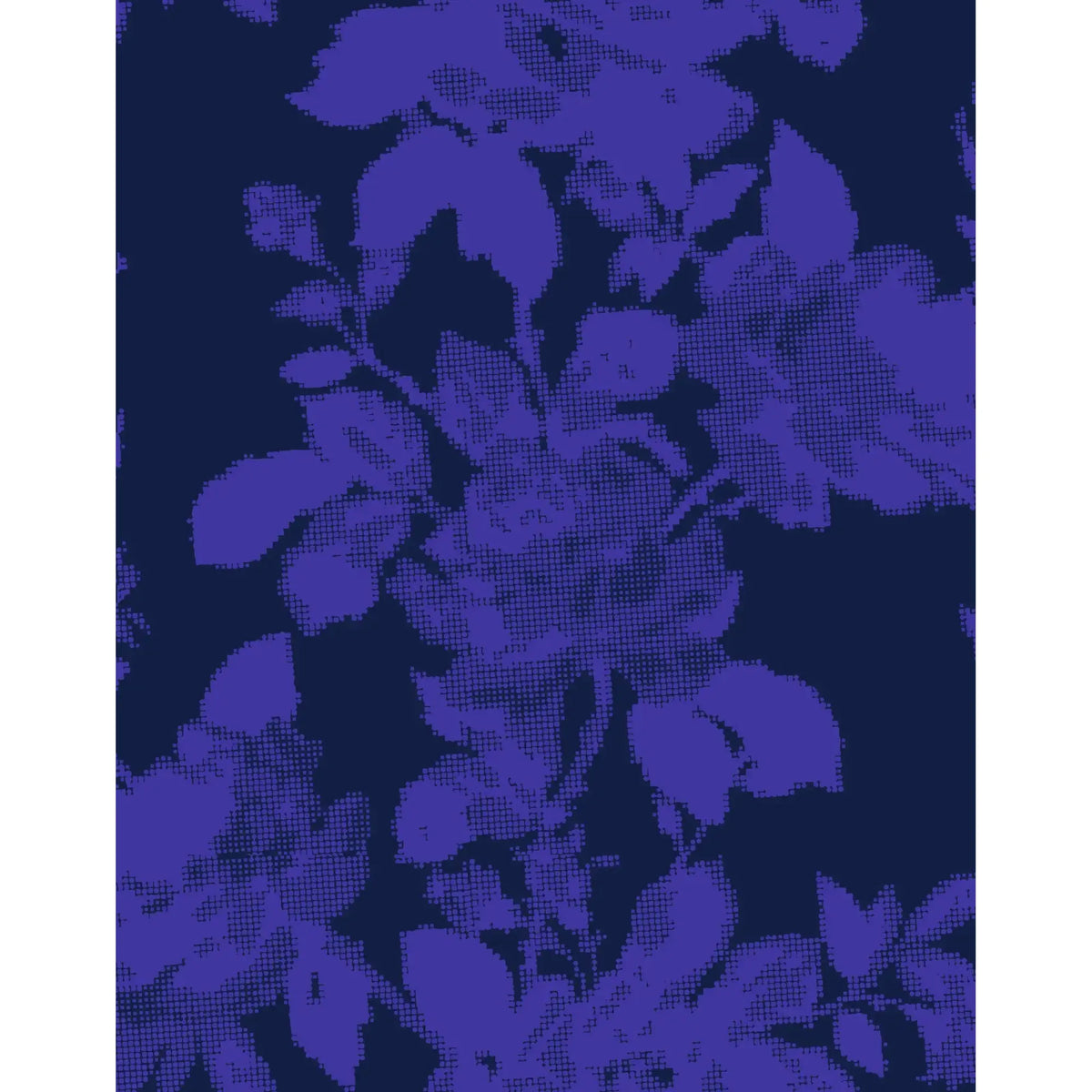 Purple floral print pattern for Master printed boxer shorts, featuring a pixelated botanical design on a dark background.