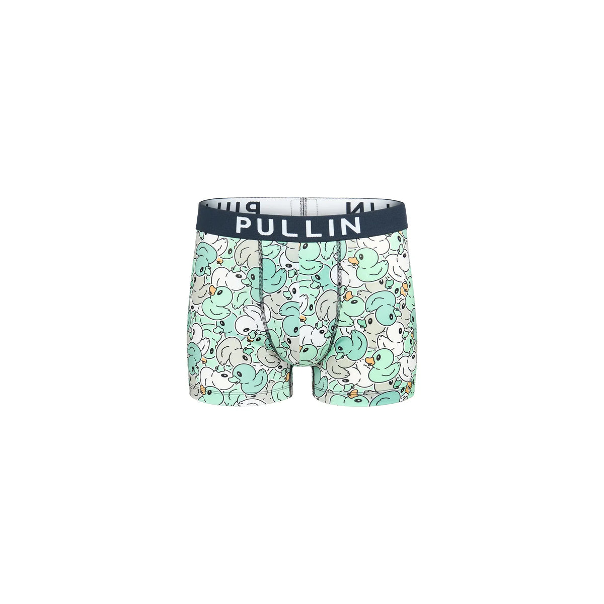 Men&#39;s underwear with duck pattern and &#39;Pullin&#39; branding on a white background