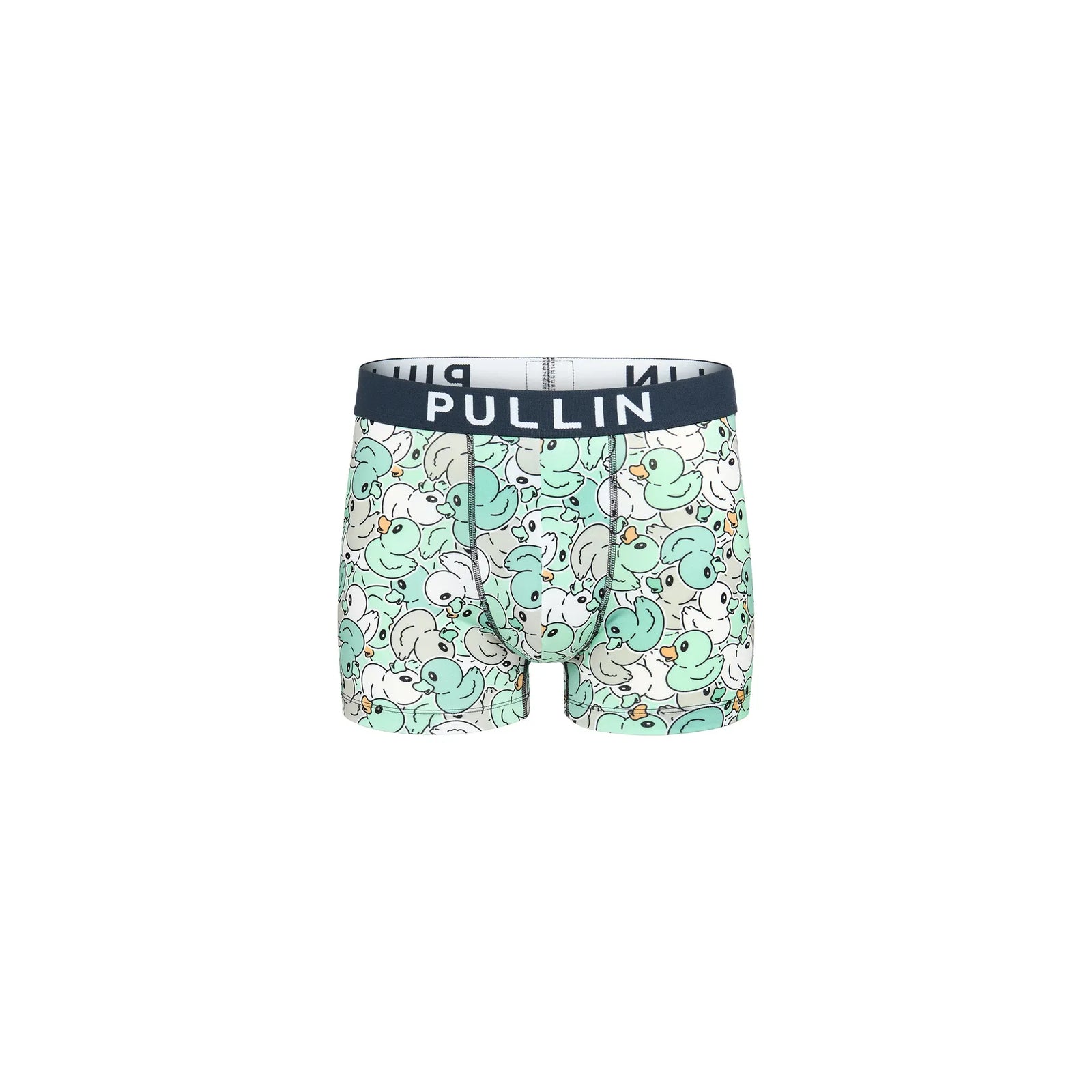 Men's underwear with duck pattern and 'Pullin' branding on a white background