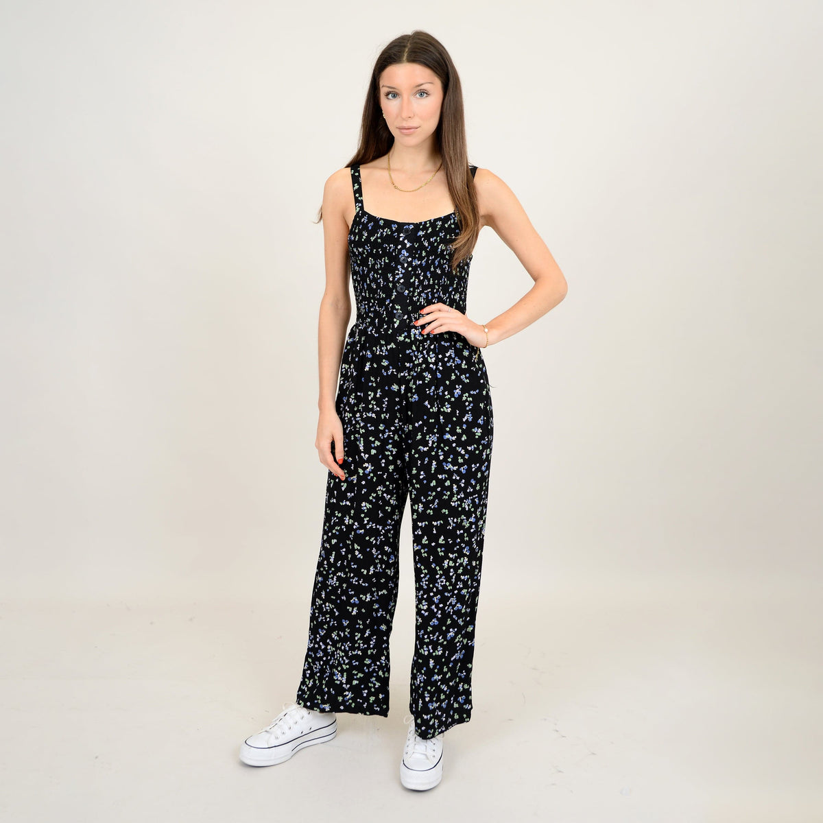 RD Black Floral / XS Joliette Printed Crepe Tank Jump Suit