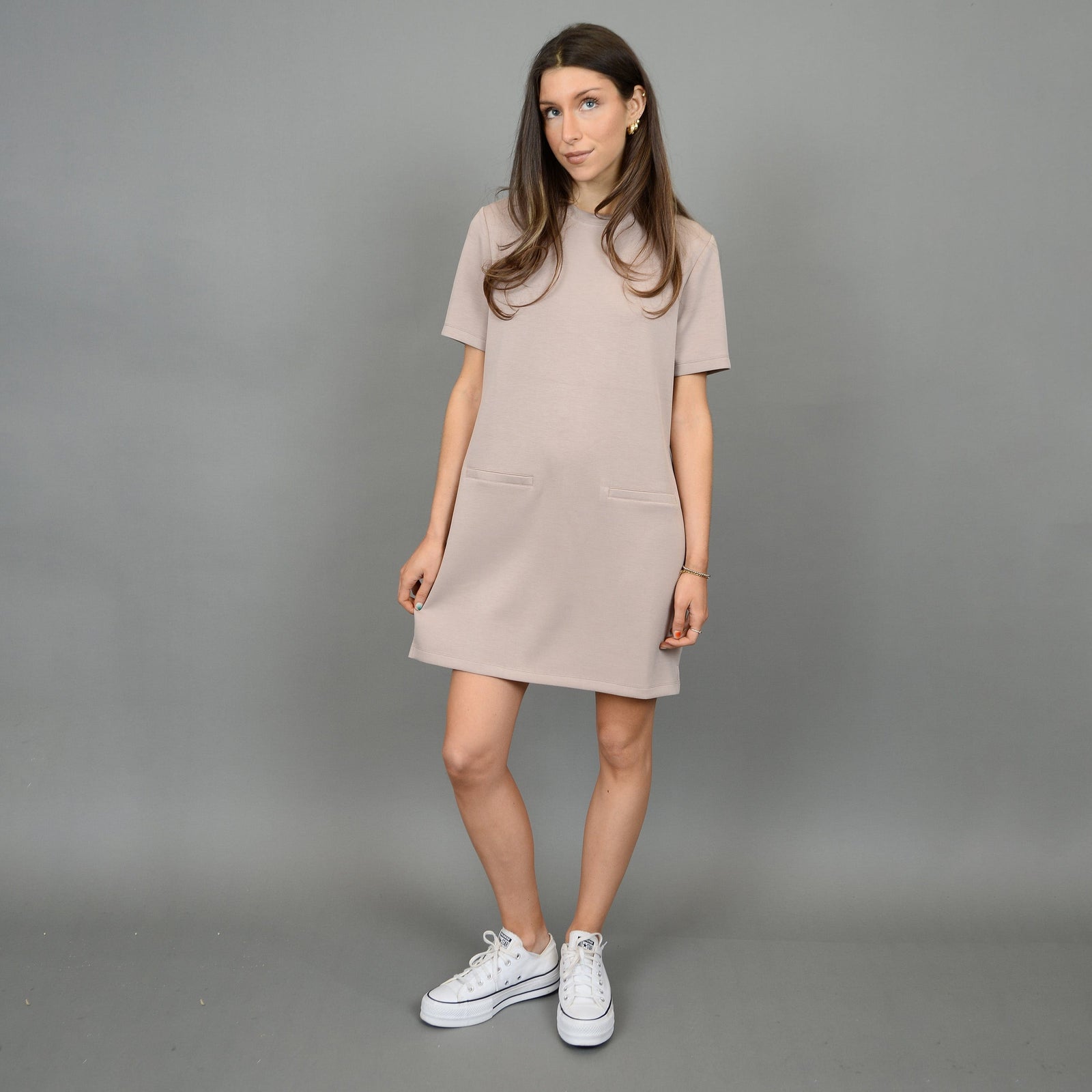 RD Taupe / XS Second Skin Dominique Soft Scuba S/S Dress