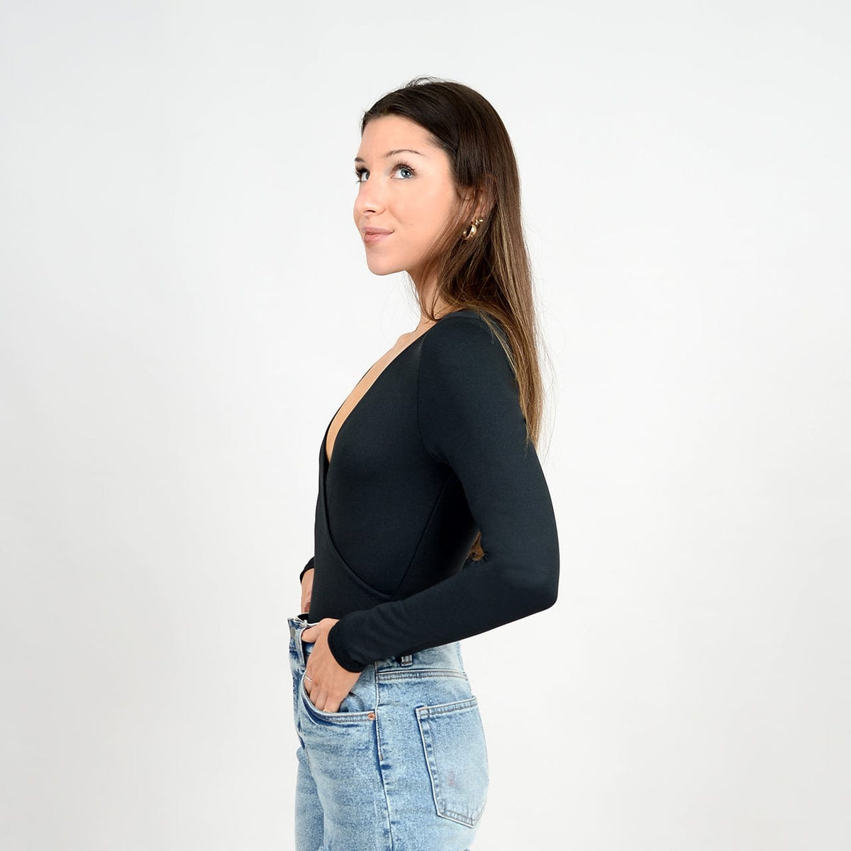 RD Second Skin Elodie Wrap Long Sleeve Bodysuit