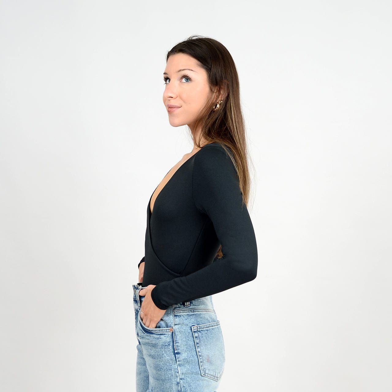 RD Second Skin Elodie Wrap Long Sleeve Bodysuit