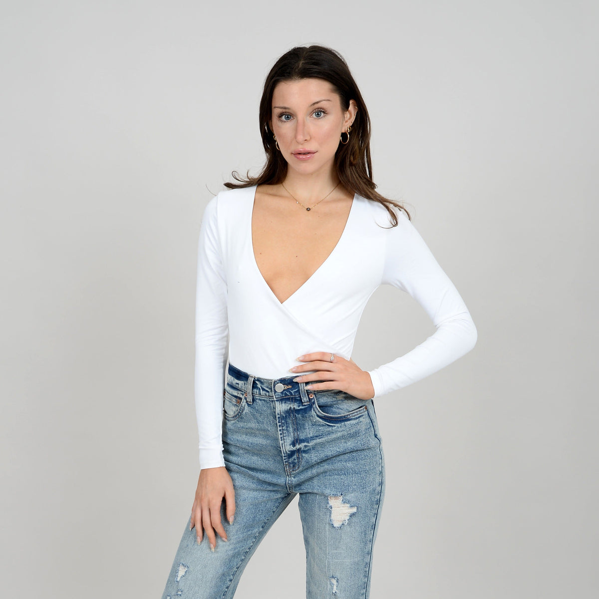 RD Second Skin Elodie Wrap Long Sleeve Bodysuit