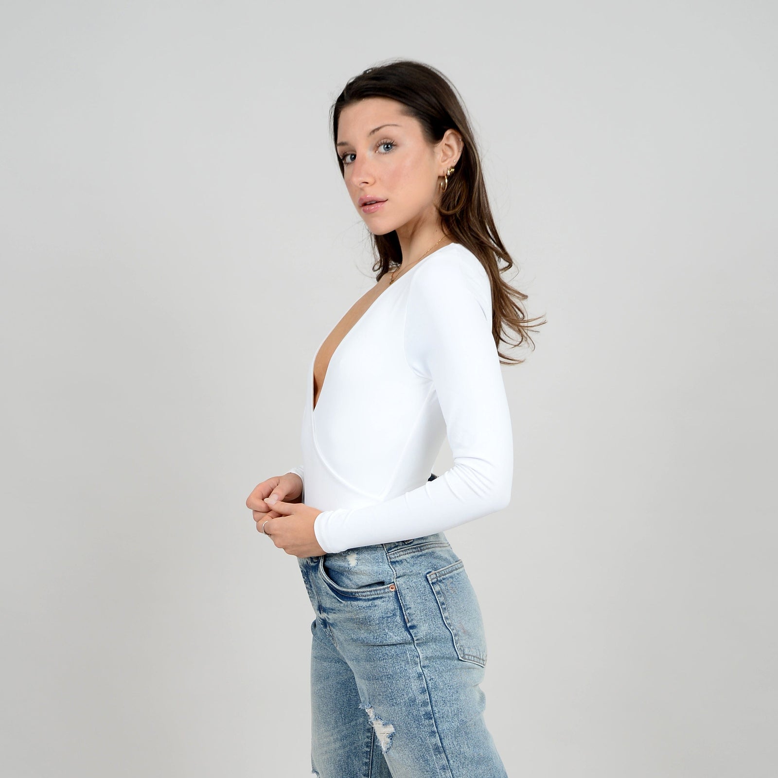 RD Second Skin Elodie Wrap Long Sleeve Bodysuit